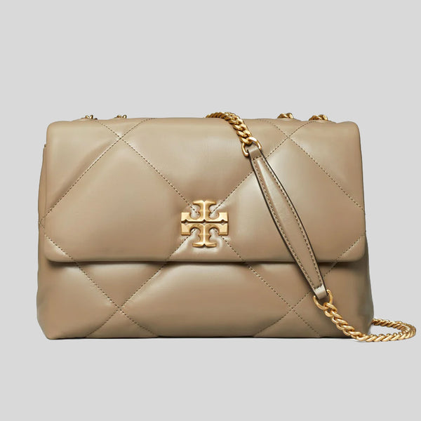 TORY BURCH Kira Diamond Quilt Convertible Shoulder Bag Taupe Oak 154704 lussocitta lusso citta