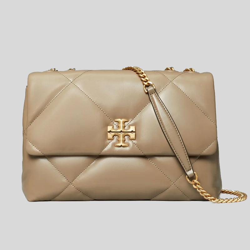 TORY BURCH Kira Diamond Quilt Convertible Shoulder Bag Taupe Oak 154704 lussocitta lusso citta