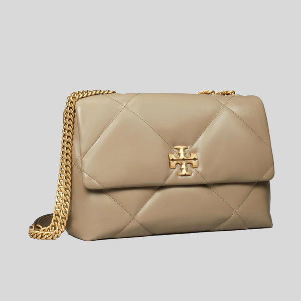 TORY BURCH Kira Diamond Quilt Convertible Shoulder Bag Taupe Oak 154704