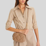TORY BURCH Kira Diamond Quilt Camera Bag Taupe Oak 154715