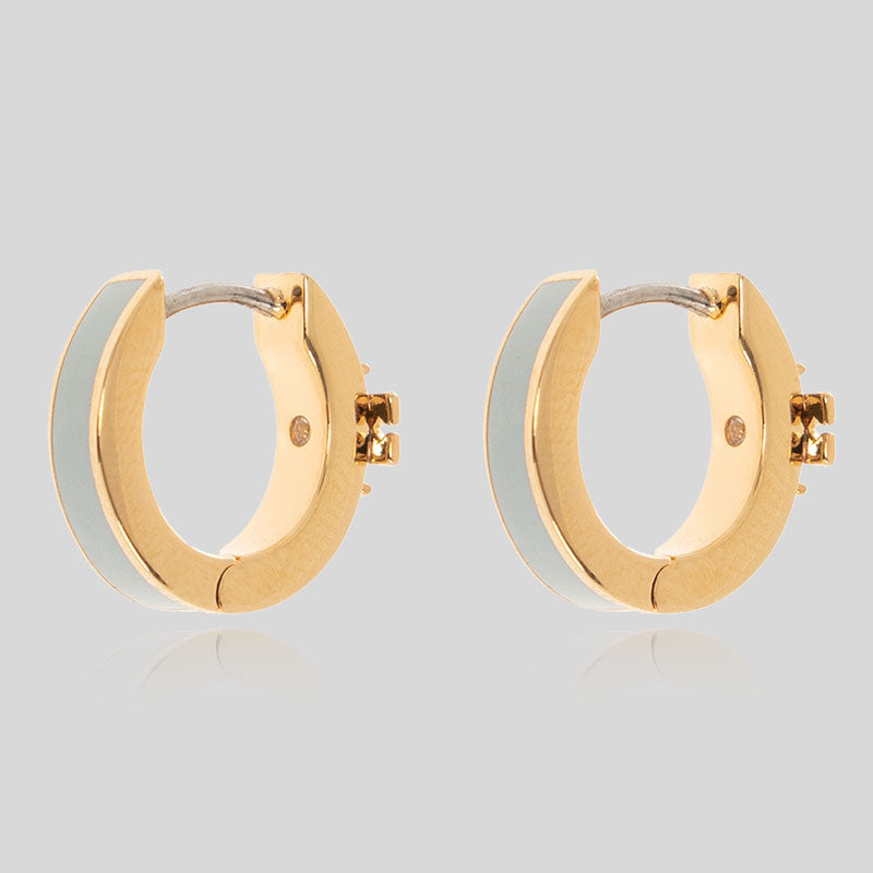 TORY BURCH Kira Enamel Huggie Earring Gold/Gray Mist 155515