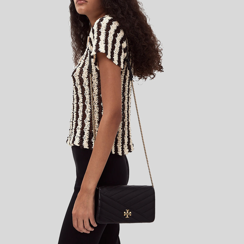 TORY BURCH Kira Chevron Chain Wallet Black 156553