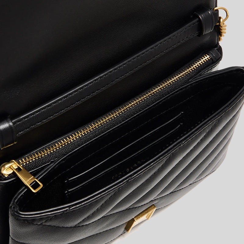 TORY BURCH Kira Chevron Chain Wallet Black 156553
