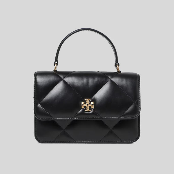 TORY BURCH Mini Kira Diamond Quilt Top-Handle Chain Wallet Black 158326