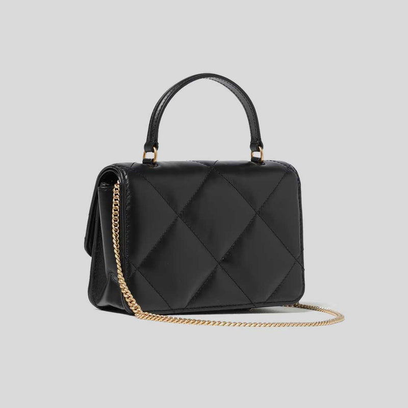 TORY BURCH Mini Kira Diamond Quilt Top-Handle Chain Wallet Black 158326