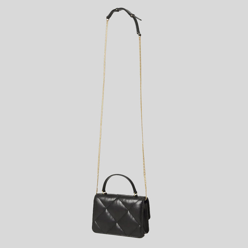 TORY BURCH Mini Kira Diamond Quilt Top-Handle Chain Wallet Black 158326