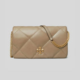 TORY BURCH Kira Diamond Quilt Chain Wallet Taupe Oak 158624 lussocitta lusso citta