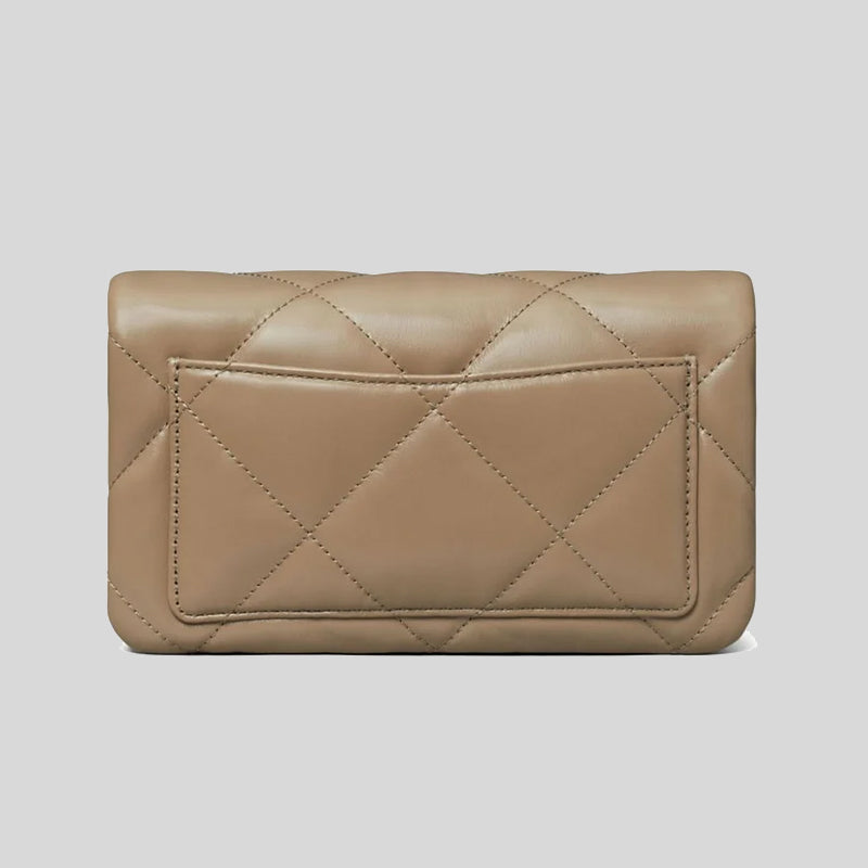 TORY BURCH Kira Diamond Quilt Chain Wallet Taupe Oak 158624
