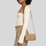 TORY BURCH Kira Diamond Quilt Chain Wallet Taupe Oak 158624