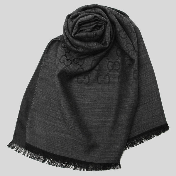 GUCCI Large Signature Logo GGWEB Scarf/Wrap Black 165904