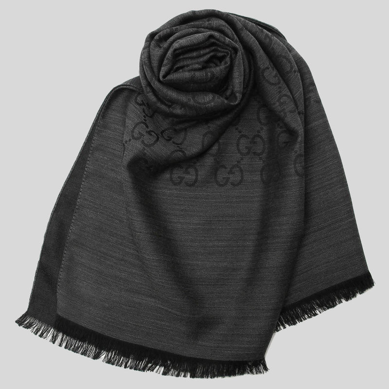 GUCCI Large Signature Logo GGWEB Scarf/Wrap Black 165904