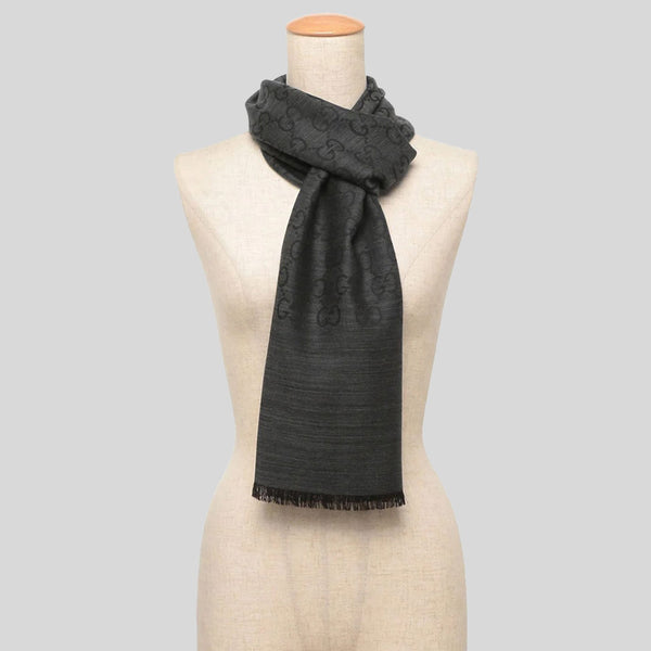 GUCCI Large Signature Logo GGWEB Scarf/Wrap Black 165904