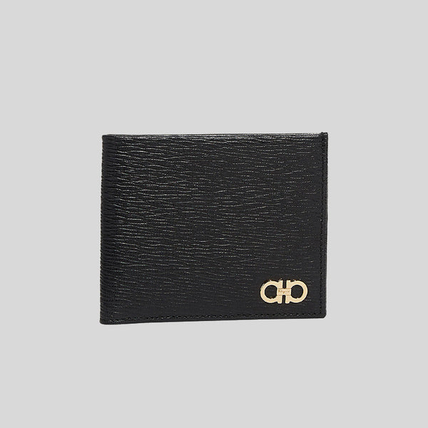 Ferragamo Gancini Men's Leather Bifold Wallet Black 685950 lussocitta lusso citta