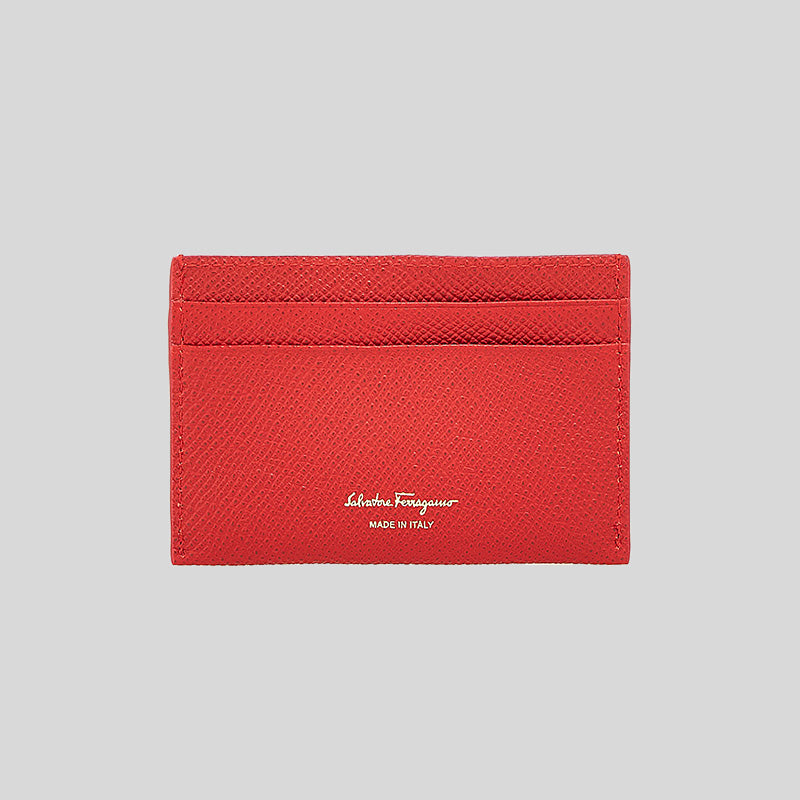 Ferragamo Gancini Leather Credit Card Holder Lipstick Red 220007