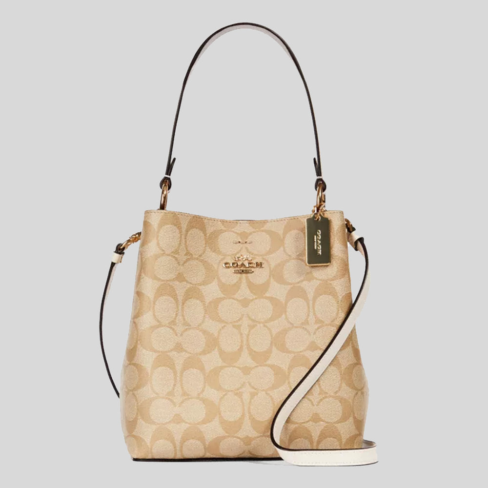 COACH Small Town Bucket Bag In Signature Canvas Light Khaki Chalk 2312 LussoCitta