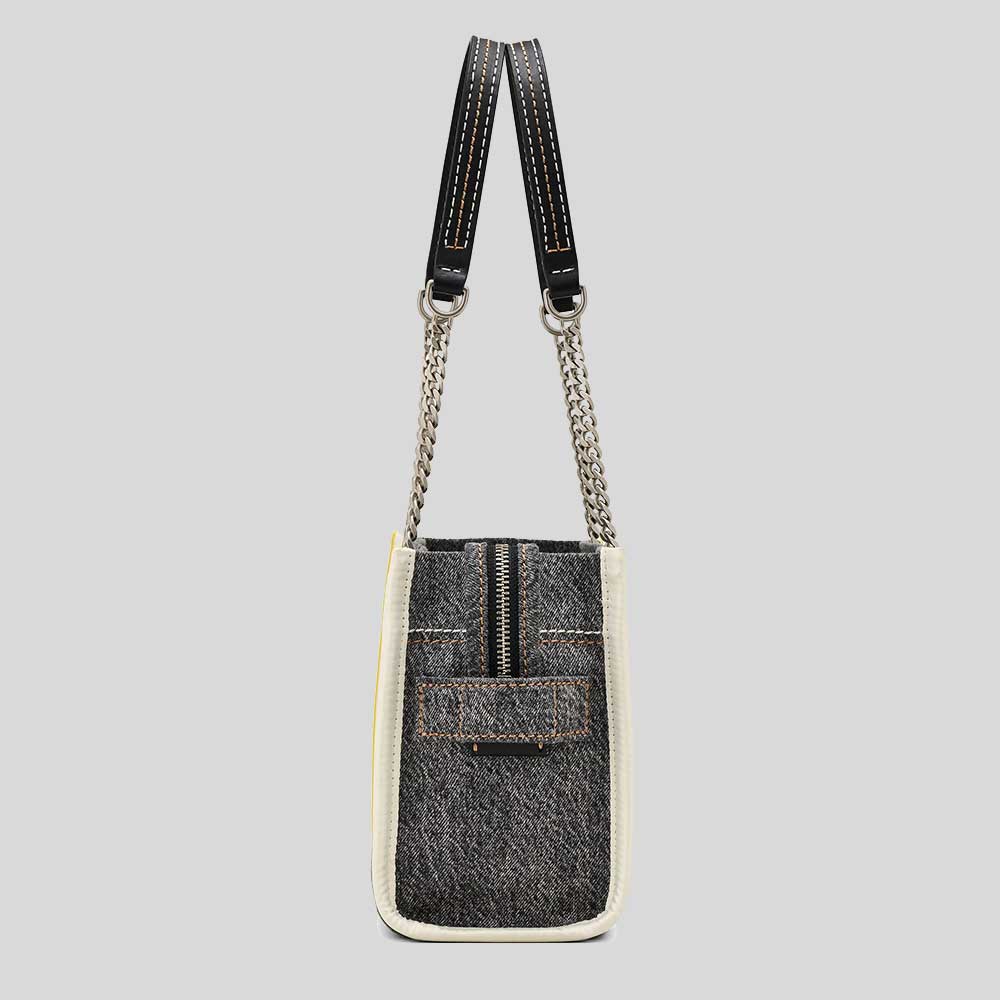 MARC JACOBS The Denim Chain Small Tote Bag Black Wash