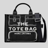 MARC JACOBS The Trompe L'oeil Cargo Canvas Medium Tote Bag Black 2P5HTT023H03 lussocitta lusso citta