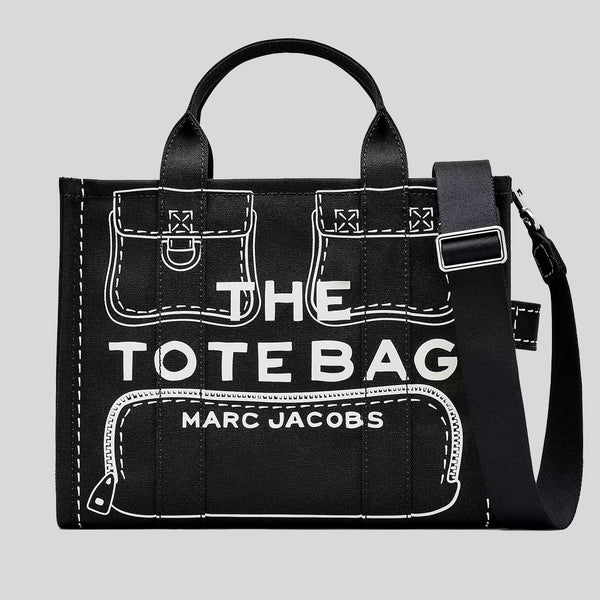 MARC JACOBS The Trompe L'oeil Cargo Canvas Medium Tote Bag Black 2P5HTT023H03 lussocitta lusso citta