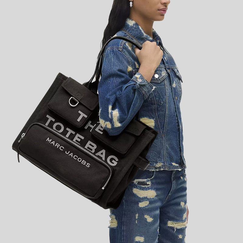 MARC JACOBS The Cargo Canvas Large Tote Bag Black 2S4HTT005H03