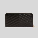 SAINT LAURENT YSL Cassandre Matelasse Zip Around Wallet In Grain De Poudre Embossed Leather Black 358094BOW01