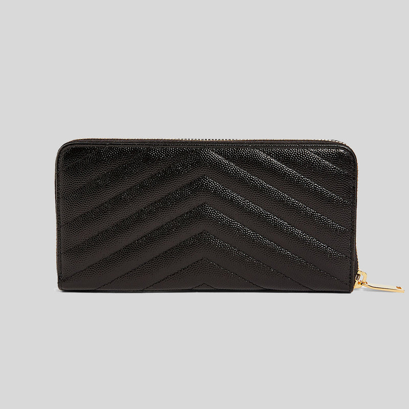 Saint Laurent Cassandre Matelasse Large Bill Pouch In Quilted Embossed Leather Dark Beige