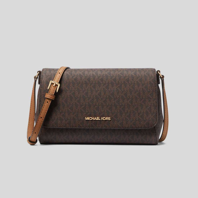 MICHAEL KORS Medium Logo Convertible Crossbody Bag Signature Brown 35H LussoCitta