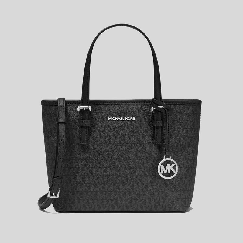 MICHAEL KORS Jet Set Travel Extra-Small Logo Top-Zip Tote Bag Black 35T9STVT0B