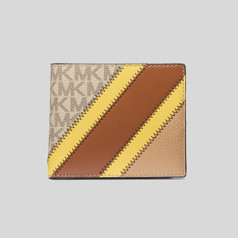 Michael Kors Cooper Logo and Faux Leather Billfold Wallet With Coin Pocket Yellow 36R3LCOF3U