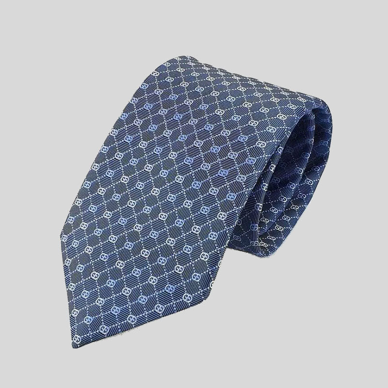 GUCCI Signature Logo Micro GGWEB Silk Tie Blue 386489