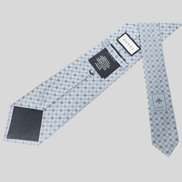 GUCCI Signature Logo Micro GGWEB Silk Tie Ice Blue 386489