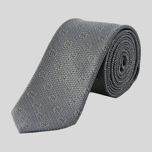 GUCCI Signature Logo GGWEB Silk Tie Graphite 408865 lussocitta lusso citta