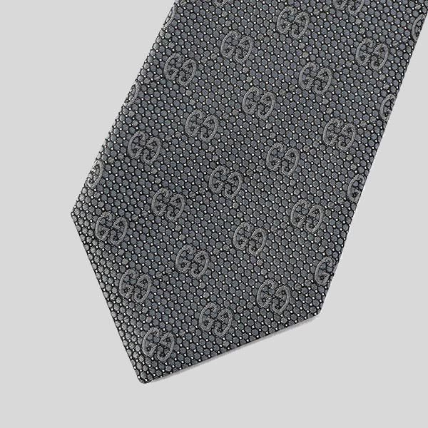 GUCCI Signature Logo GGWEB Silk Tie Graphite 408865