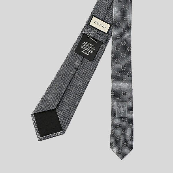 GUCCI Signature Logo GGWEB Silk Tie Graphite 408865