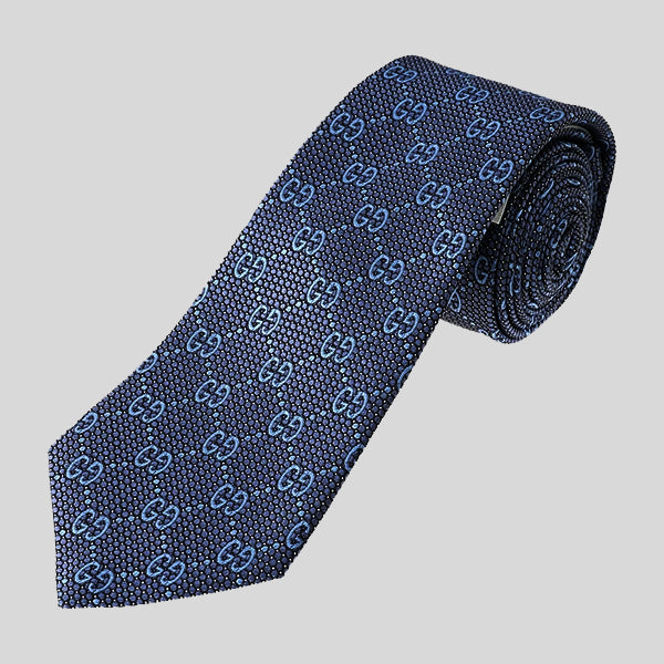 GUCCI Signature Logo GGWEB Silk Tie Blue 408865 – LussoCitta