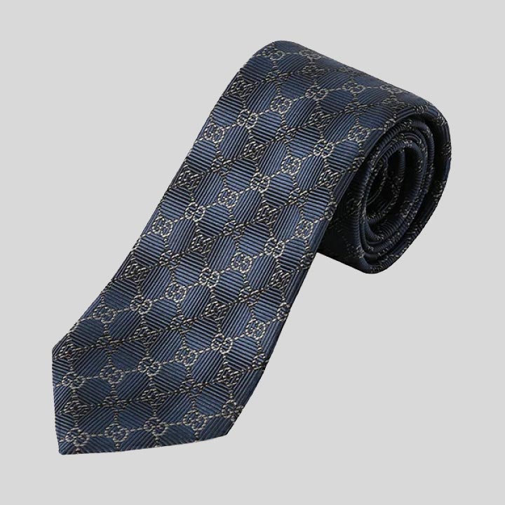 GUCCI Signature Logo GGWEB Silk Tie Wire Blue 408869