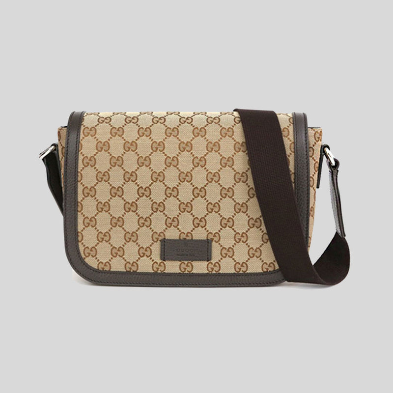 GUCCI Unisex Signature GG Canvas Flap Crossbody Bag Beige 449172 lussocitta lusso citta