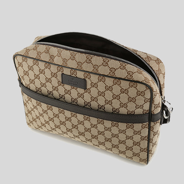 GUCCI Unisex Signature GG Canvas Crossbody Bag Beige 449173