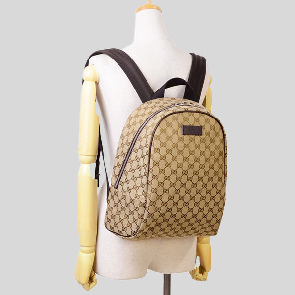 GUCCI Unisex Signature GG Canvas Backpack Bag Beige 449906