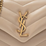 SAINT LAURENT YSL Loulou Small Chain Bag In Quilted "Y" Leather Dark Beige 494699DV727