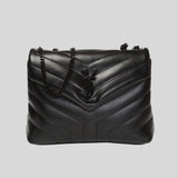 YVES SAINT LAURENT YSL Loulou Small Chain Bag In Quilted "Y" Leather Black 494699DV728 lussocitta lusso citta