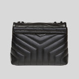 SAINT LAURENT YSL Loulou Small Chain Bag In Quilted "Y" Leather Black 494699DV728