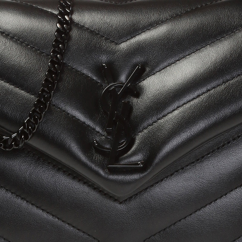 SAINT LAURENT YSL Loulou Small Chain Bag In Quilted "Y" Leather Black 494699DV728