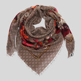 GUCCI Floral Print Signature Logo GGWEB Scarf/Wrap Red Multi 508797 lussocitta lusso citta