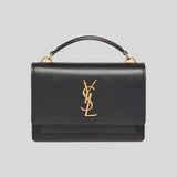 SAINT LAURENT YSL Sunset Chain Wallet In Smooth Leather Black 533026D422W lussocitta lusso citta