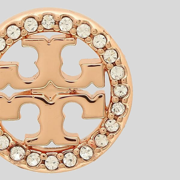 TORY BURCH Crystal Logo Stud Earring Rose Gold 53422 LussoCitta