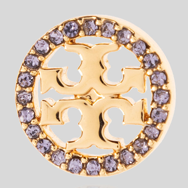 TORY BURCH Crystal Logo Stud Earring Tory Gold Purple 53422