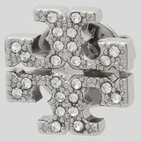 TORY BURCH Crystal T Logo Stud Earring Silver 53423