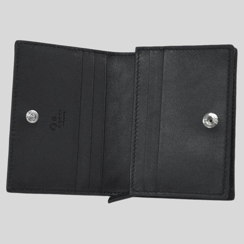 Gucci Unisex Micro GG Leather Flap Card Case Mini Wallet Black 544474