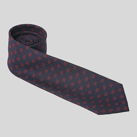 GUCCI Signature Logo Micro GGWEB Silk/Wool Tie Navy/Red logo 547303