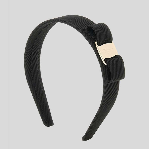 FERRAGAMO Vara Bow Wide Headband Black/Gold 572738